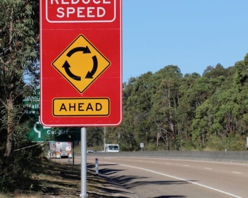 89OD Aluminium Frangible Pole for reduce speed sign, RMS Waratah, Newcastle NSW