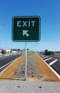 89OD Aluminium Frangible Pole for GE2-3 exit sign, Tonkin Highway, Perth WA